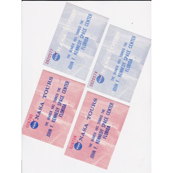 1972 NASA Kennedy Space Center Tour Tickets Sequential Pair Pink + Blue Set - Picture 2 of 5